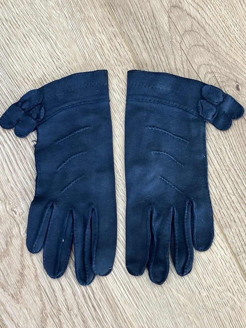Vtg 1960s Navy Blue Elevette Gloves Sz 7 Made In USA